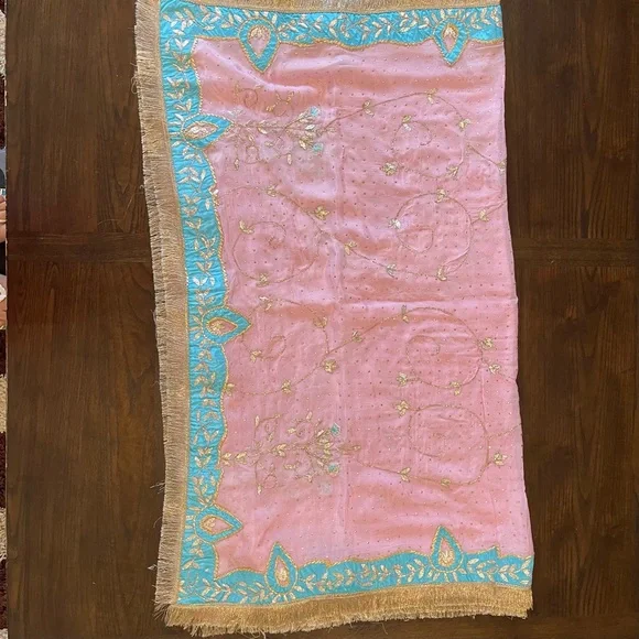 3pc Pink & Blue Indian Anarkali Suit With Salwaar - Picture 11 of 15